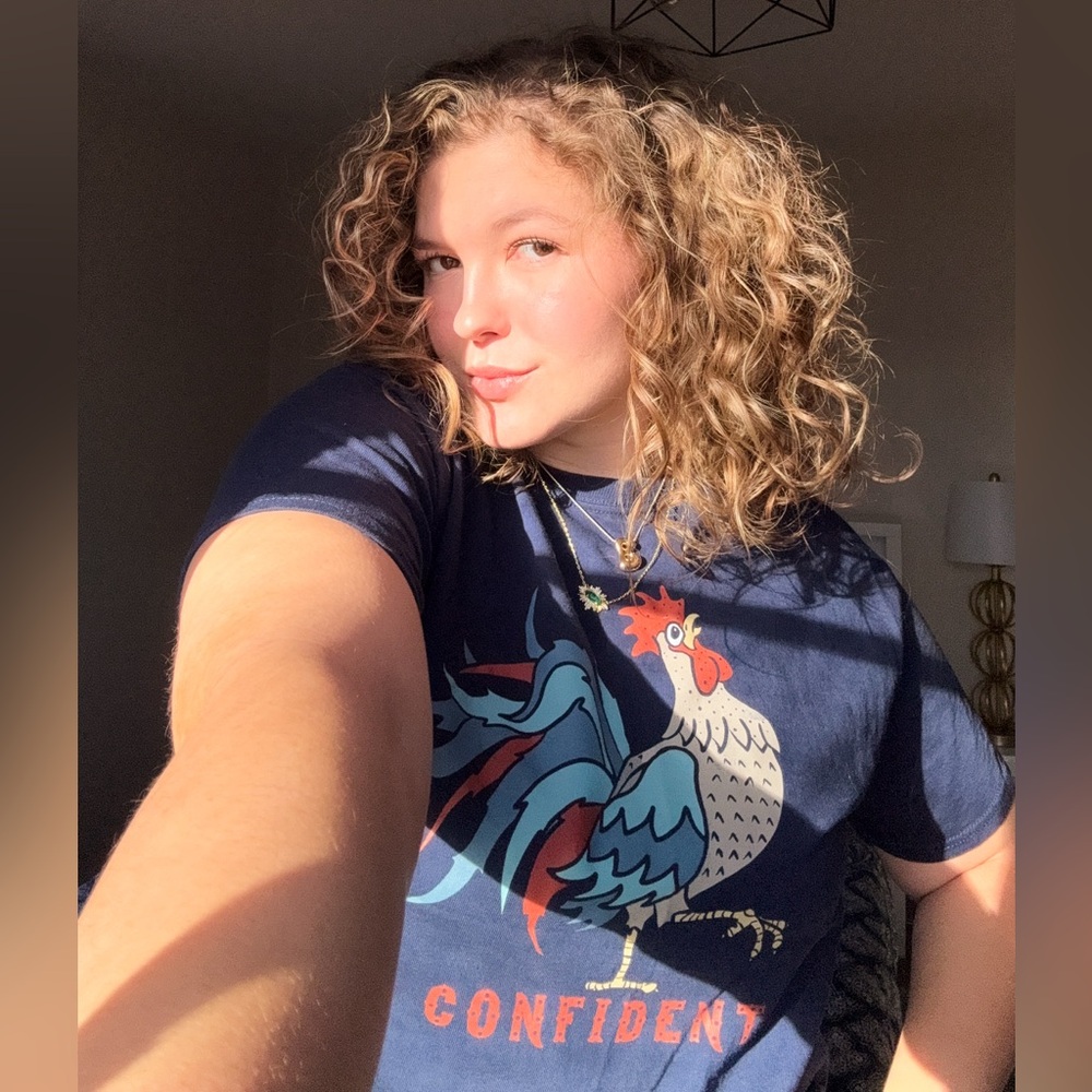 Navy T-Shirt with Rooster Graphic